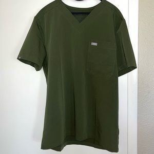 FIGS Slim Leon Three-Pocket Scrub Top- Dark Olive mens